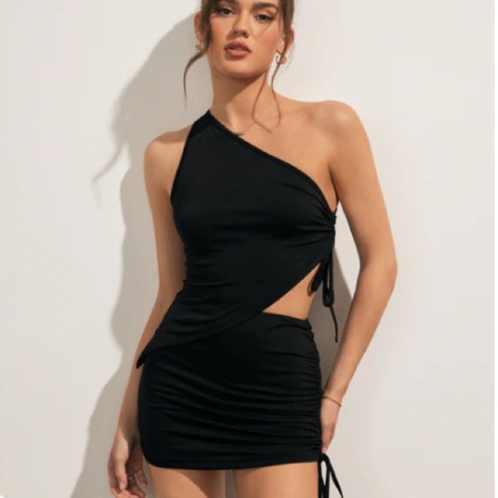 Black Skirt and Asymmetrical Top Set